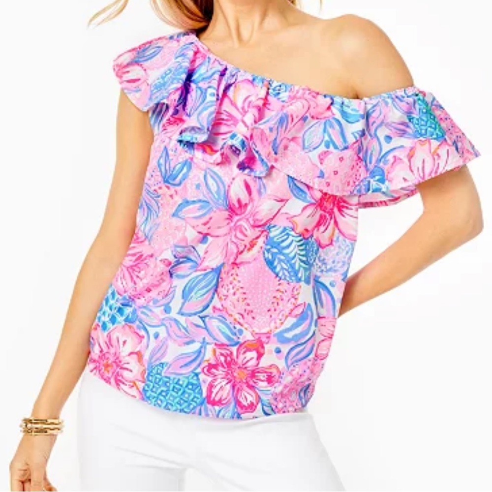 Lilly Pulitzer Zeldie One Shoulder Top Size L,M
